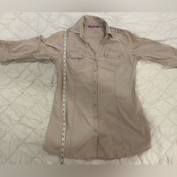 Beige button-up blouse Smart Set M – chic work office classic - Picture 4 of 5